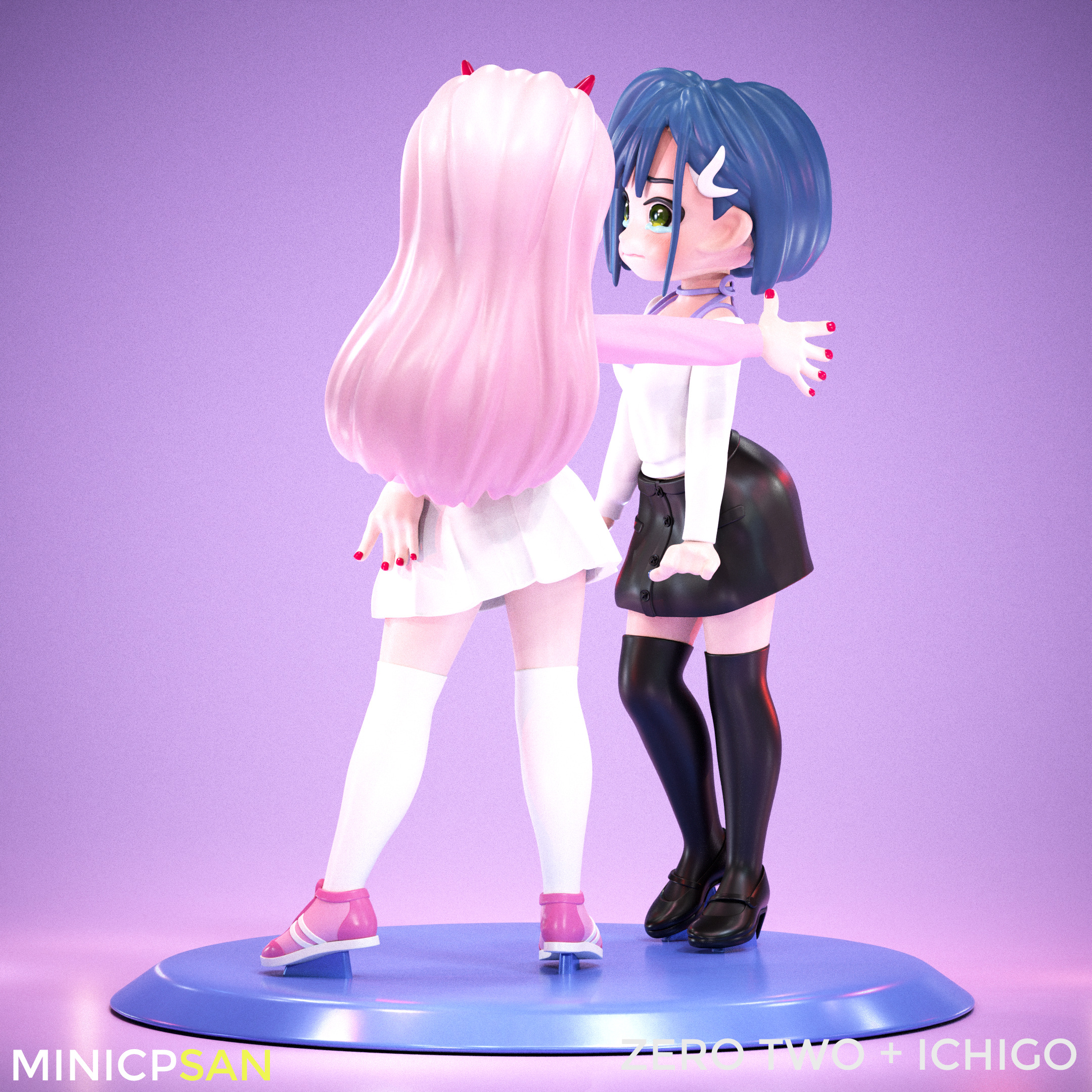 Zero Two and Ichigo - Cute Standoff - Darling in the Franxx 3D print model_3