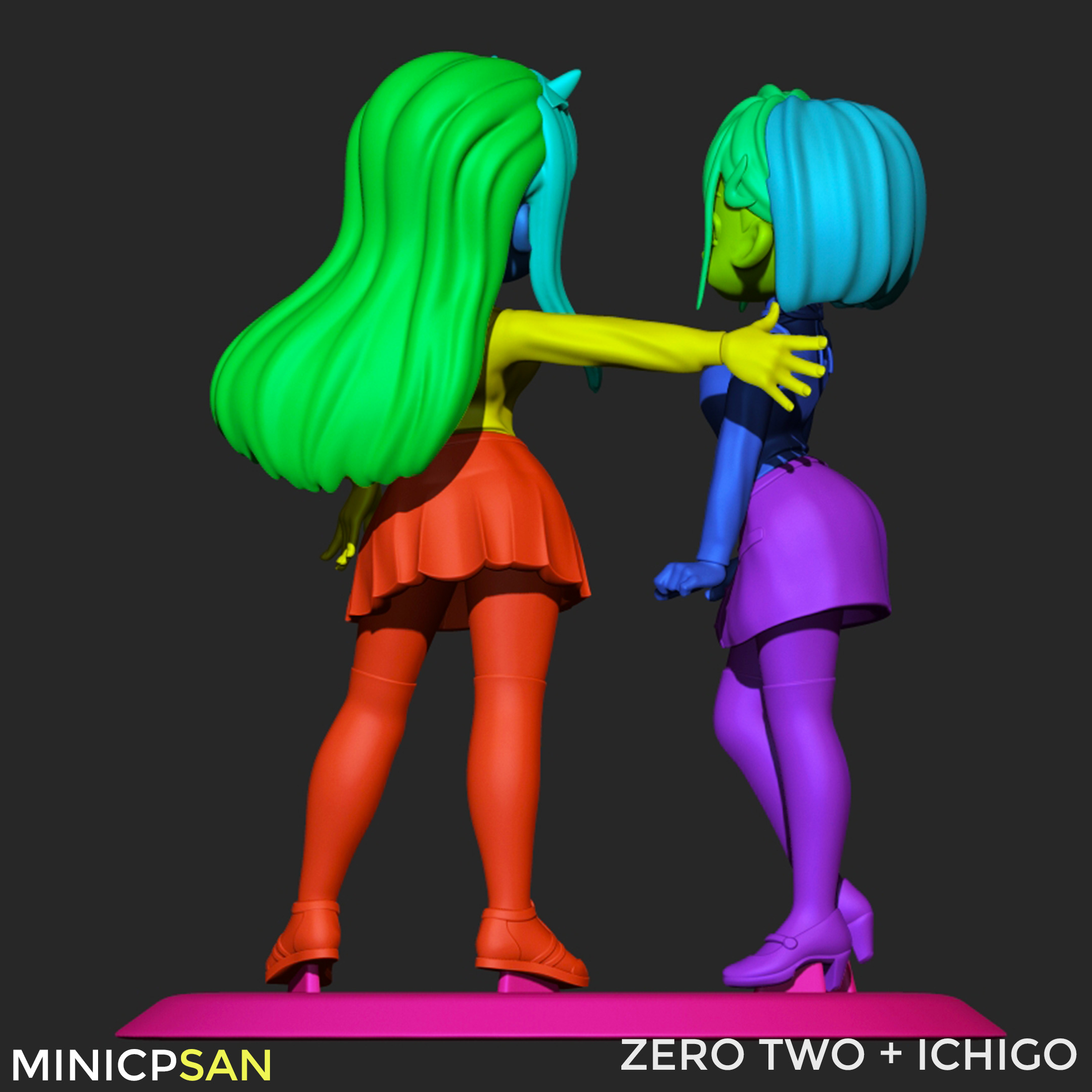 Zero Two and Ichigo - Cute Standoff - Darling in the Franxx 3D print model_10