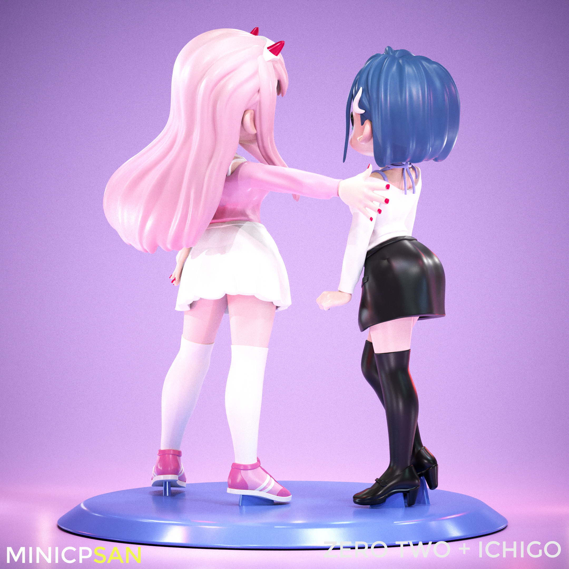 Zero Two and Ichigo - Cute Standoff - Darling in the Franxx 3D print model_4