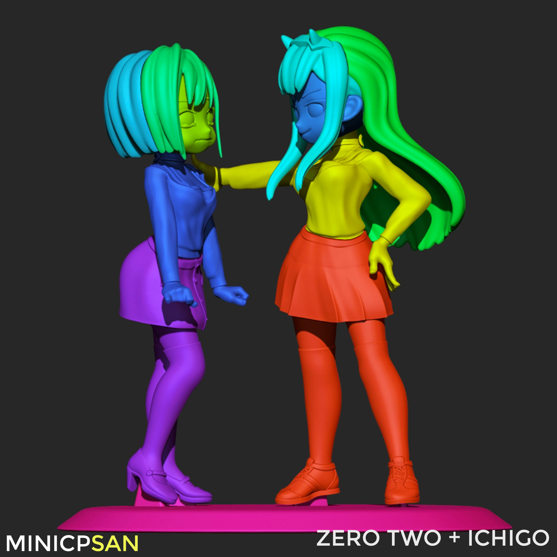 Zero Two and Ichigo - Cute Standoff - Darling in the Franxx 3D print model_8