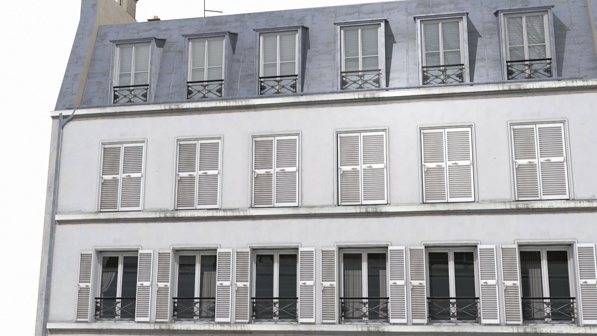 Old Paris House 005 Low-poly 3D model_7