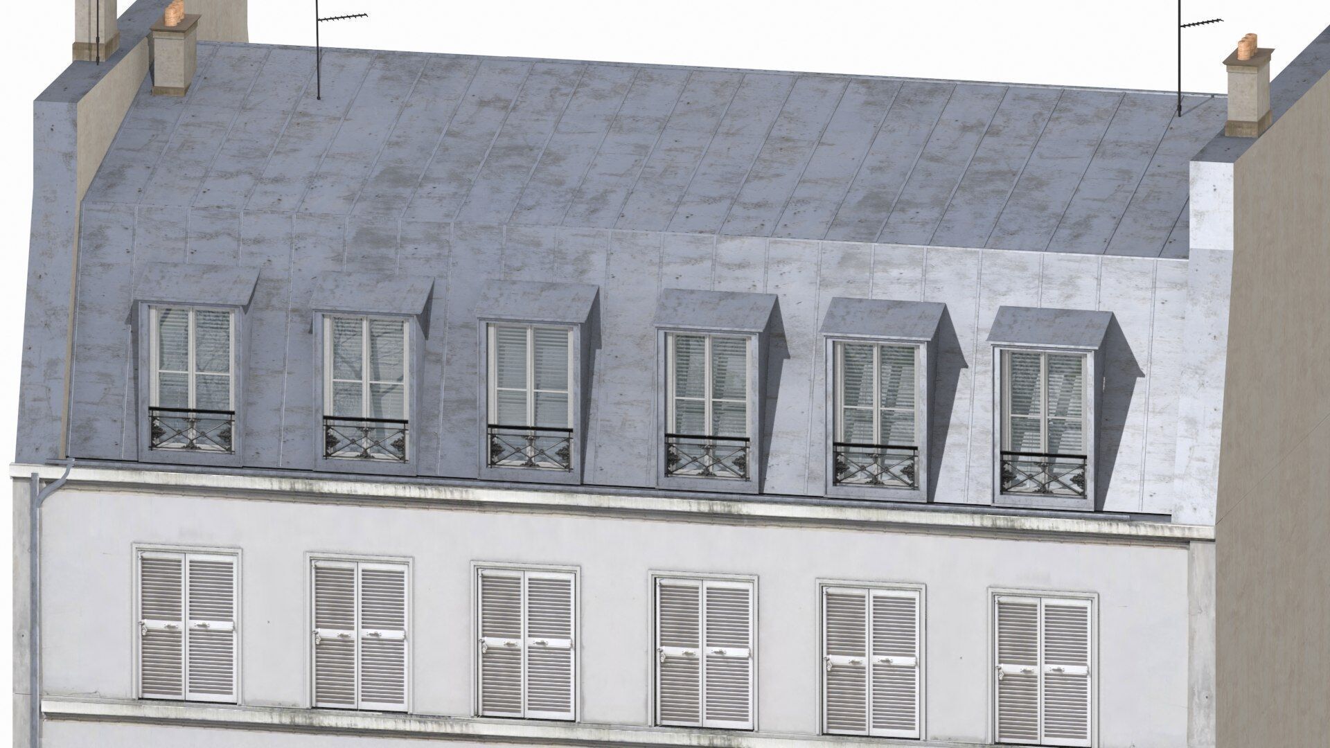Old Paris House 005 Low-poly 3D model_2