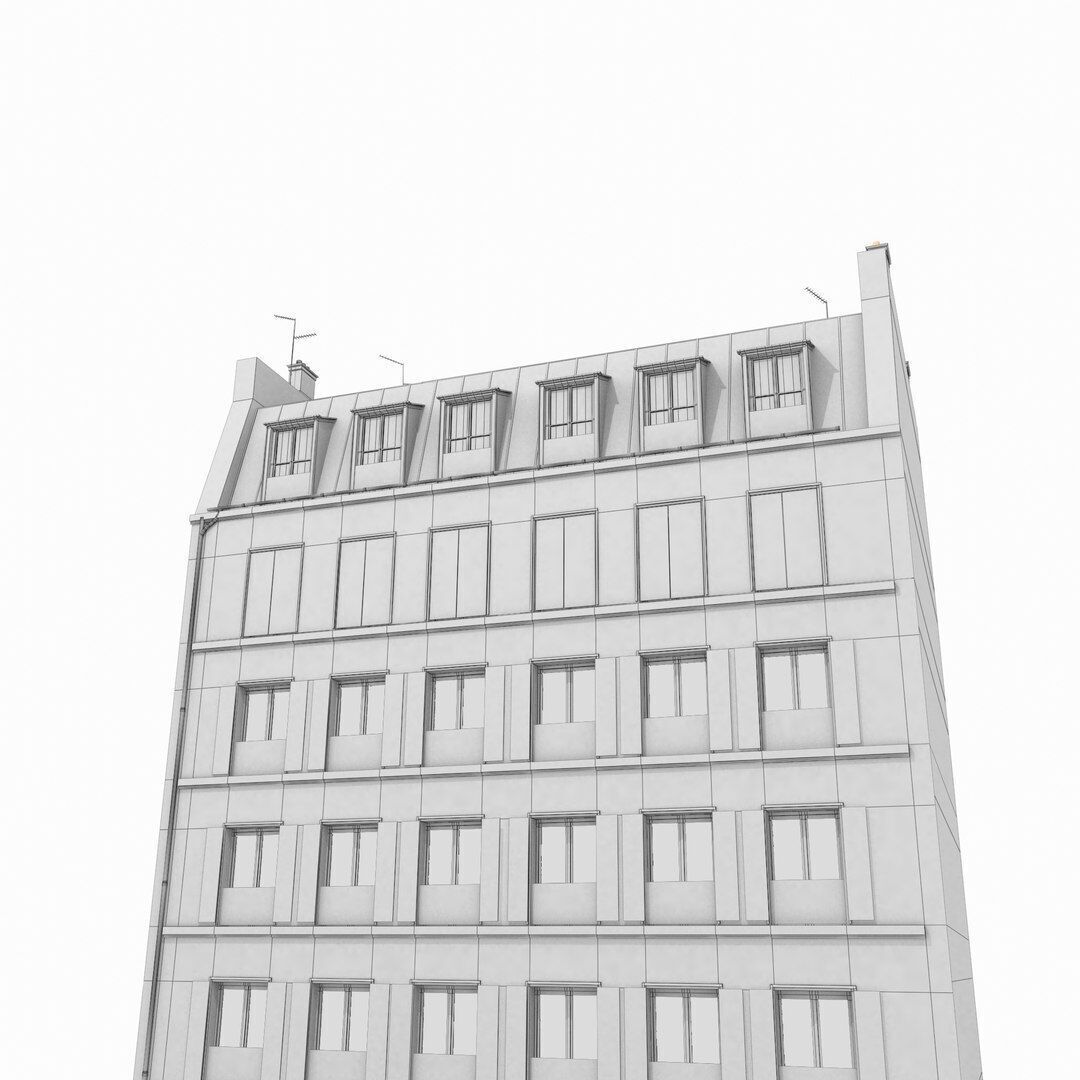 Old Paris House 005 Low-poly 3D model_3