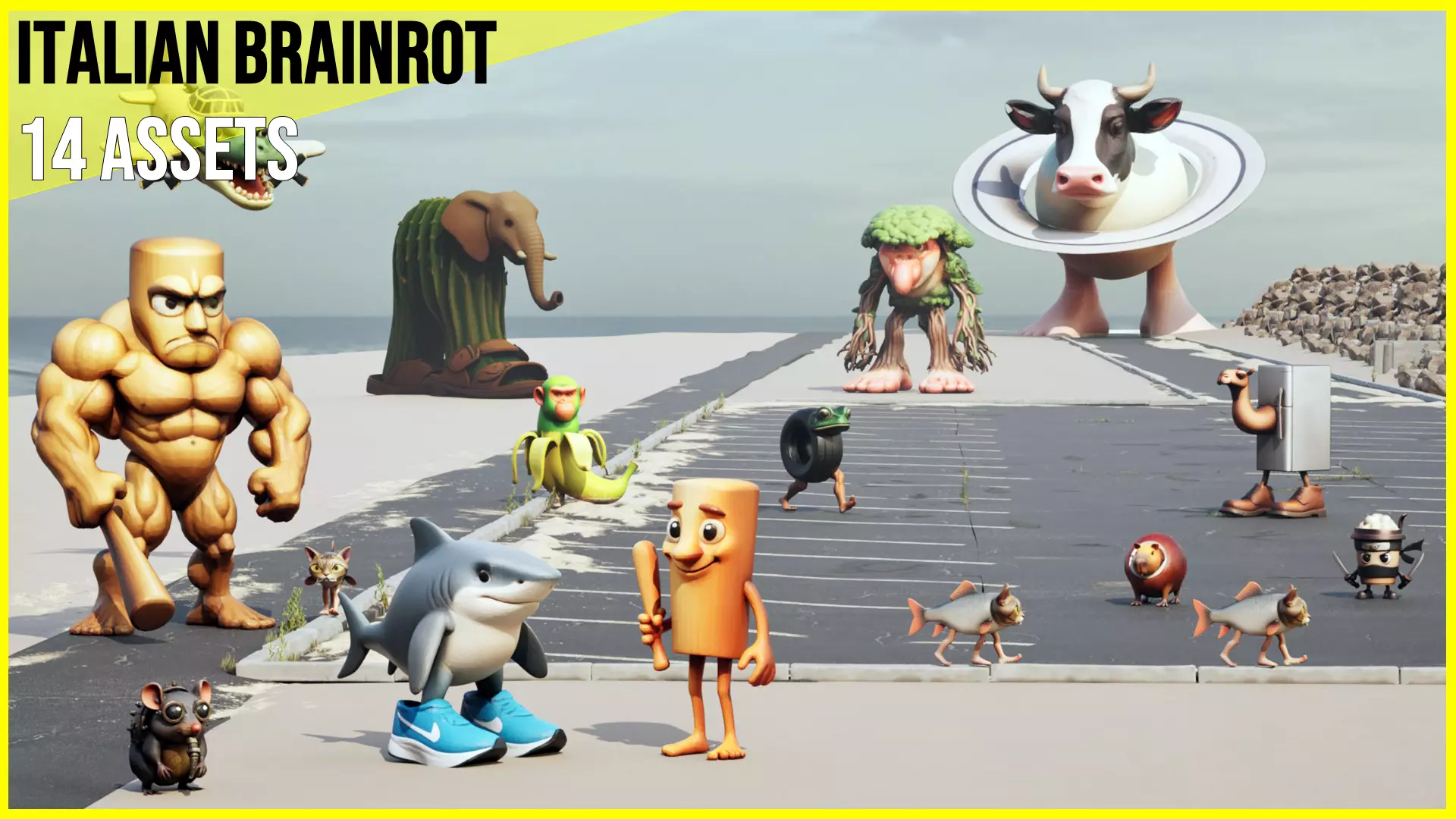 Italian Brainrot Characters Low-poly 3D model_0