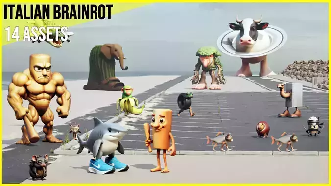 Italian Brainrot Characters Low-poly 3D model