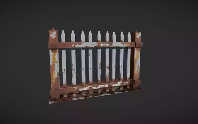 rusty metal fence section