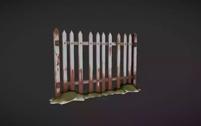 old wooden picket fence with grass