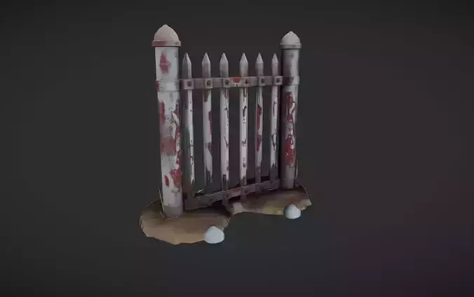 old metal fence with grass and rocks