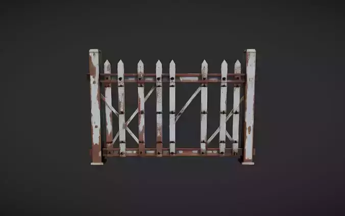 rusty metal picket fence segment