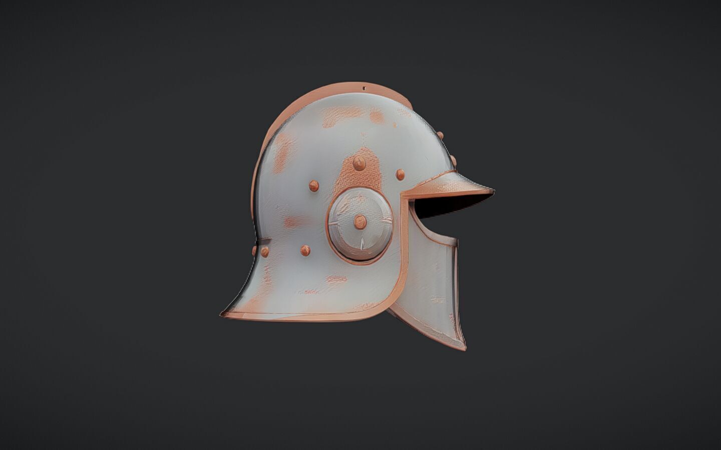 Roman-style metal helmet 3D model_4