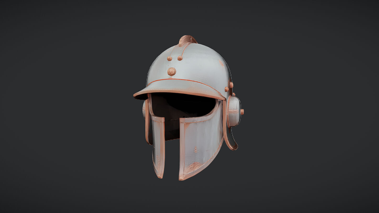Roman-style metal helmet 3D model_25