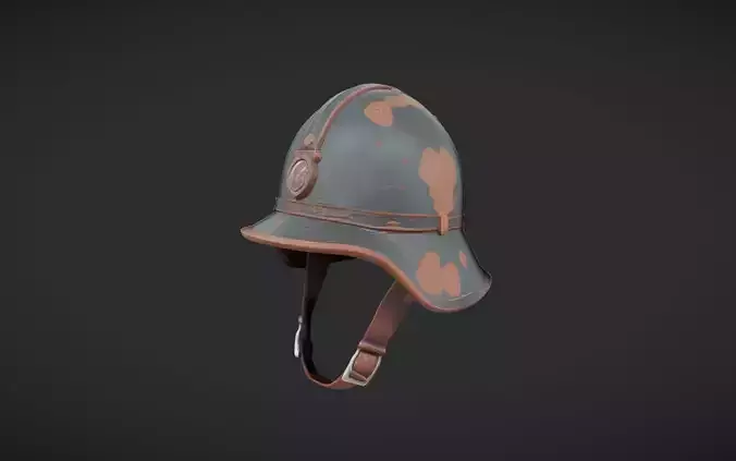 old military helmet with chin strap