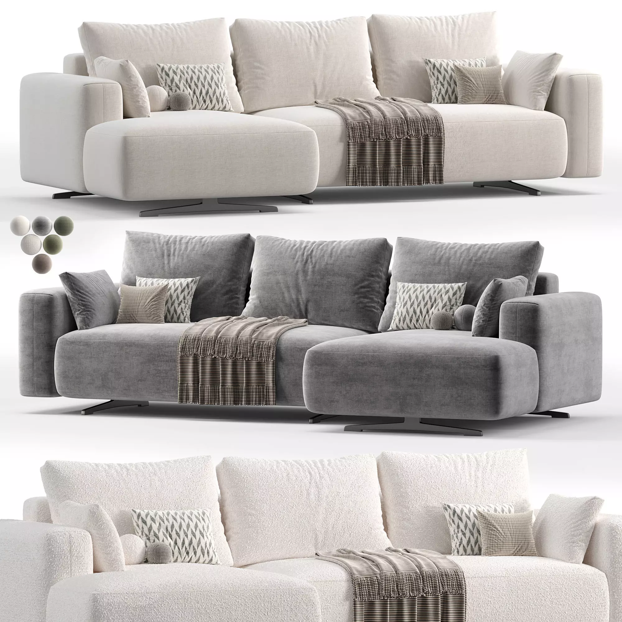 Corner Bora sofa bed Low-poly 3D model