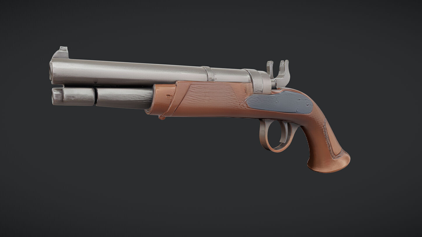 antique flintlock pistol 3D model_22