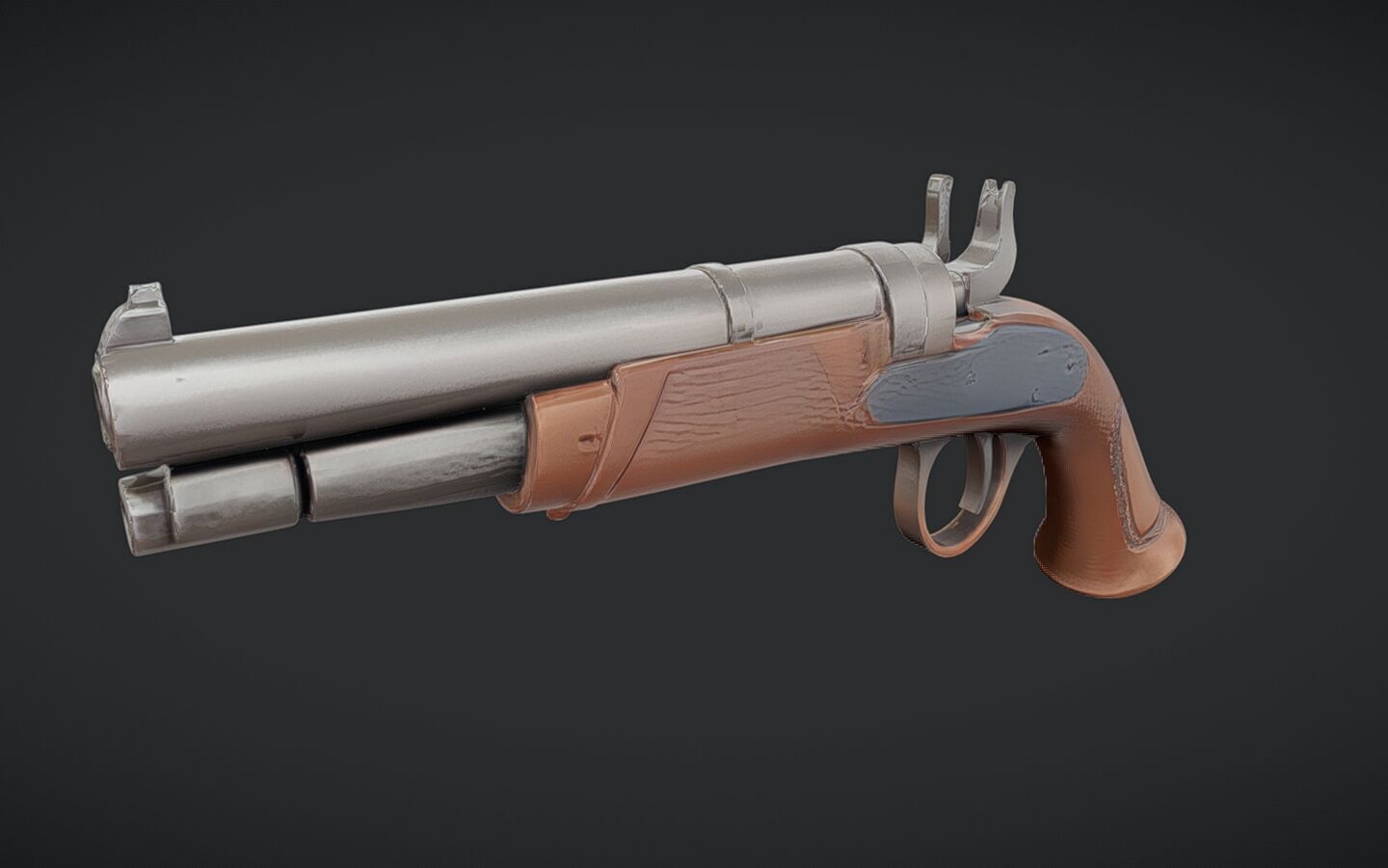 antique flintlock pistol 3D model_11