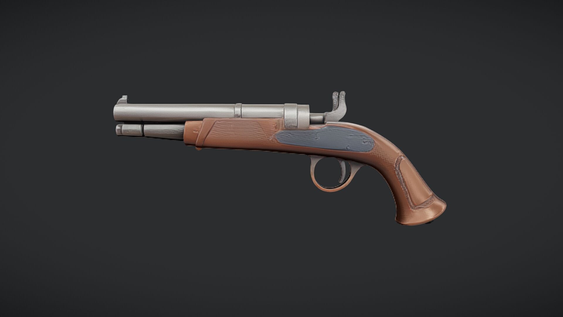 antique flintlock pistol 3D model_27