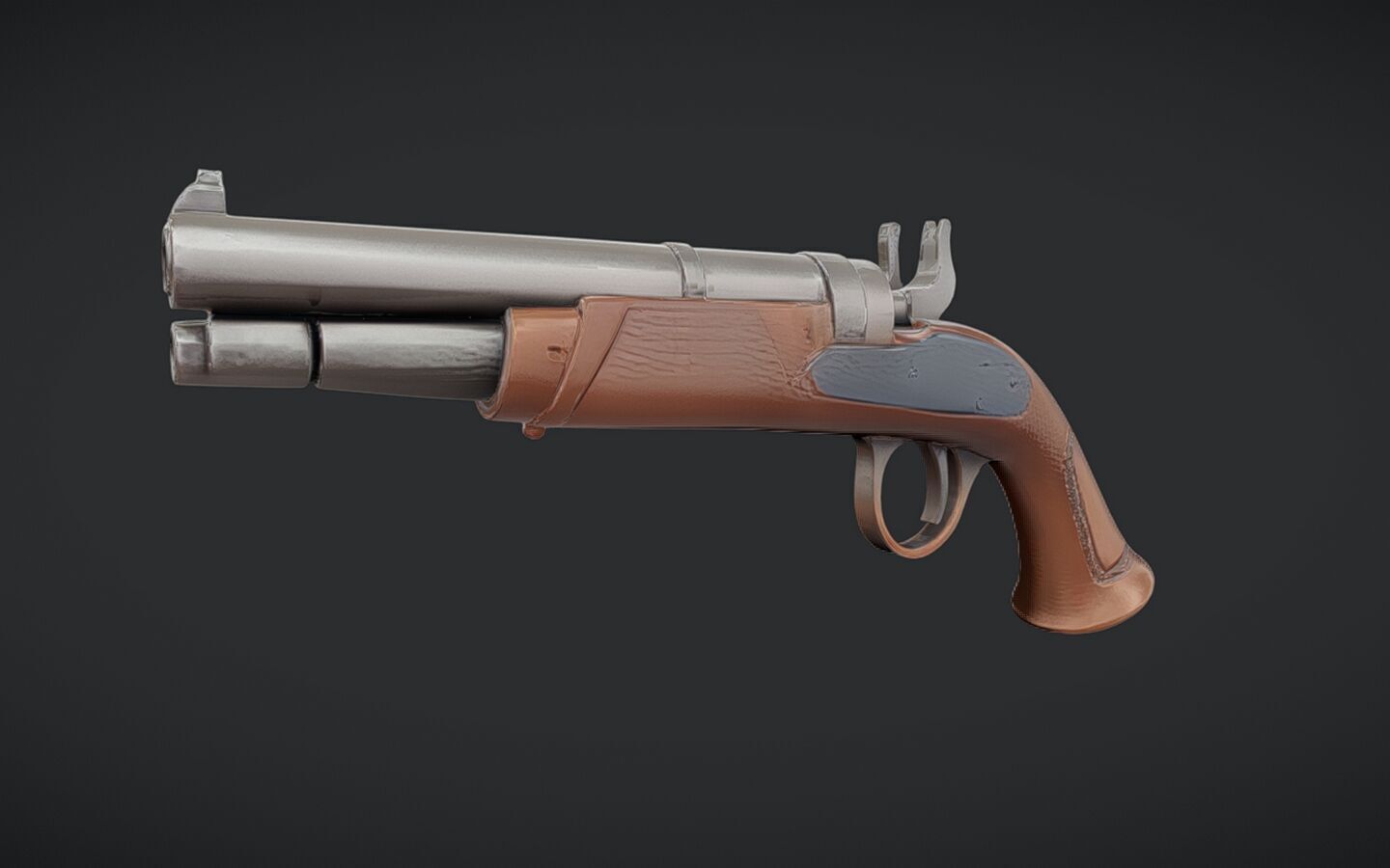 antique flintlock pistol 3D model_9