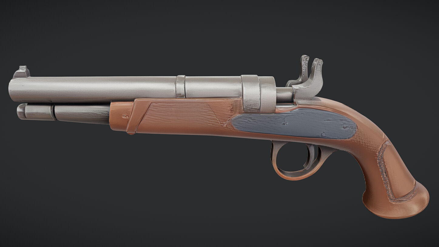 antique flintlock pistol 3D model_25