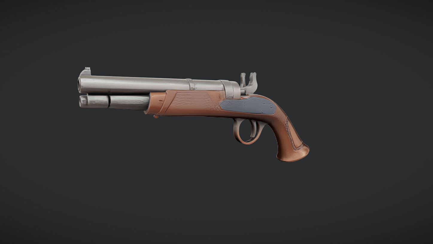 antique flintlock pistol 3D model_21