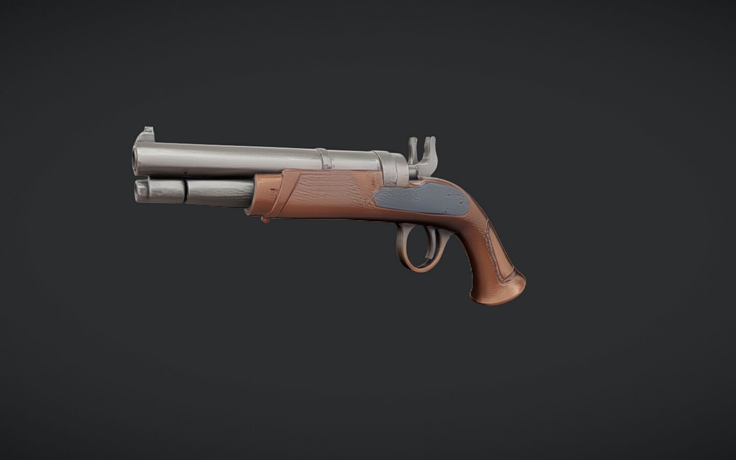 antique flintlock pistol 3D model_15