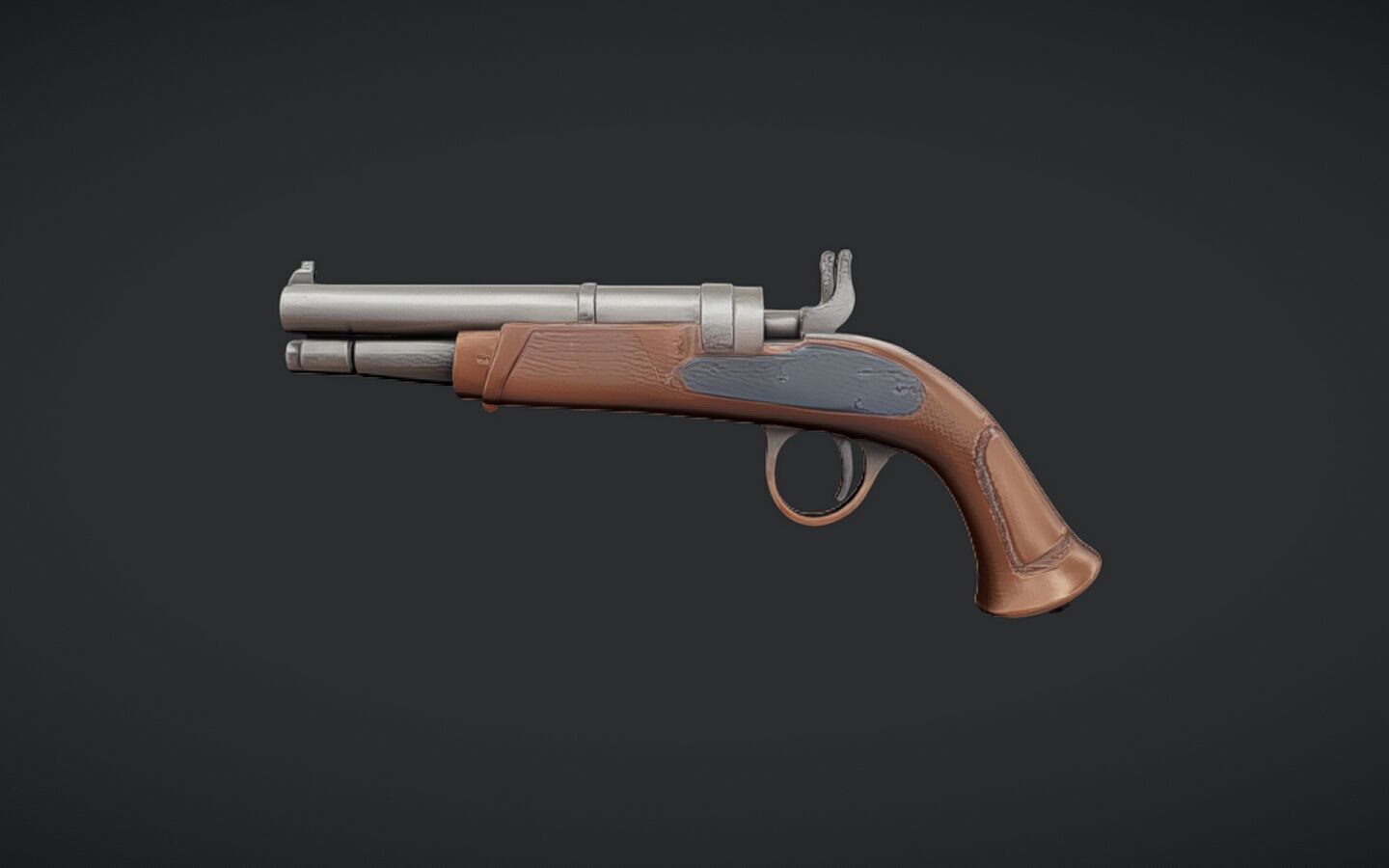antique flintlock pistol 3D model_14