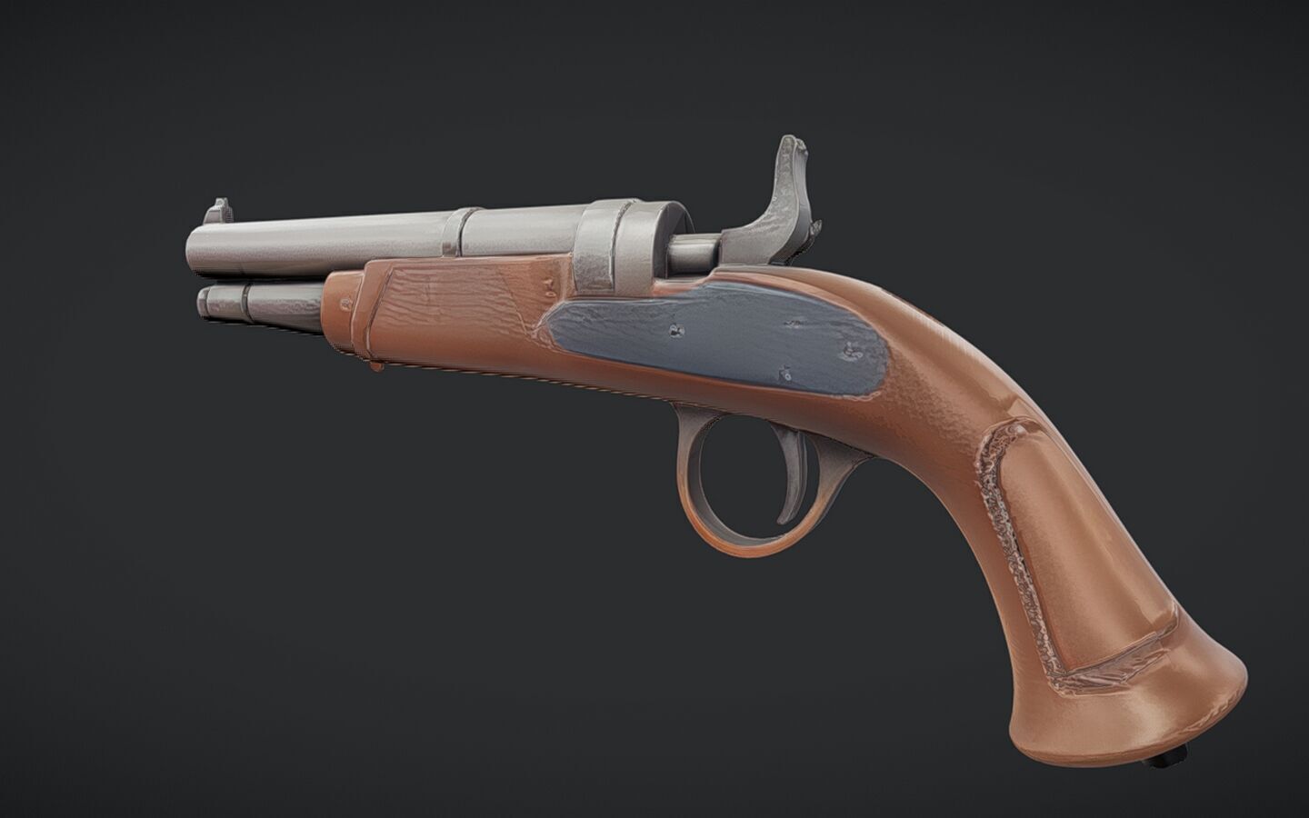 antique flintlock pistol 3D model_17
