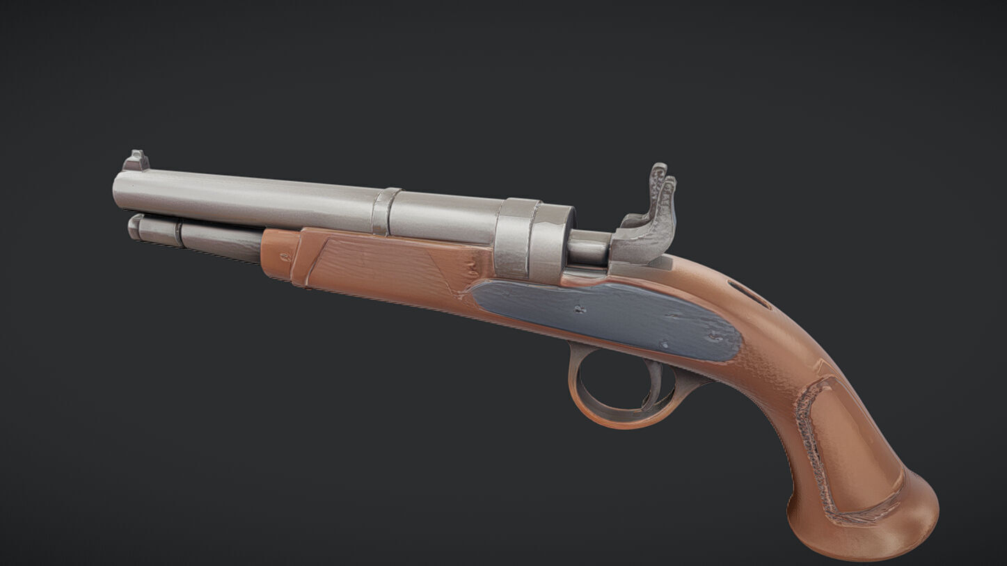 antique flintlock pistol 3D model_26