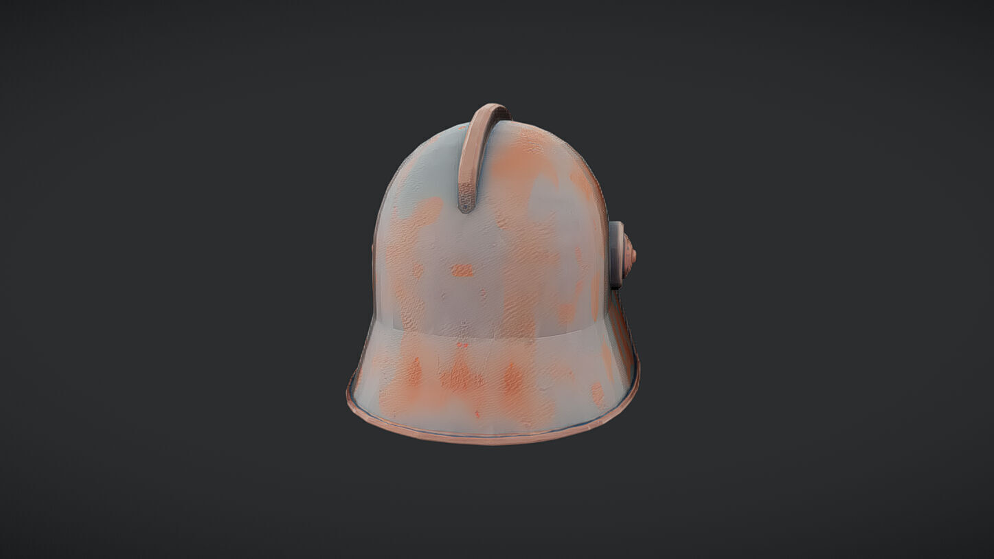 rusty vintage military helmet 3D model_27