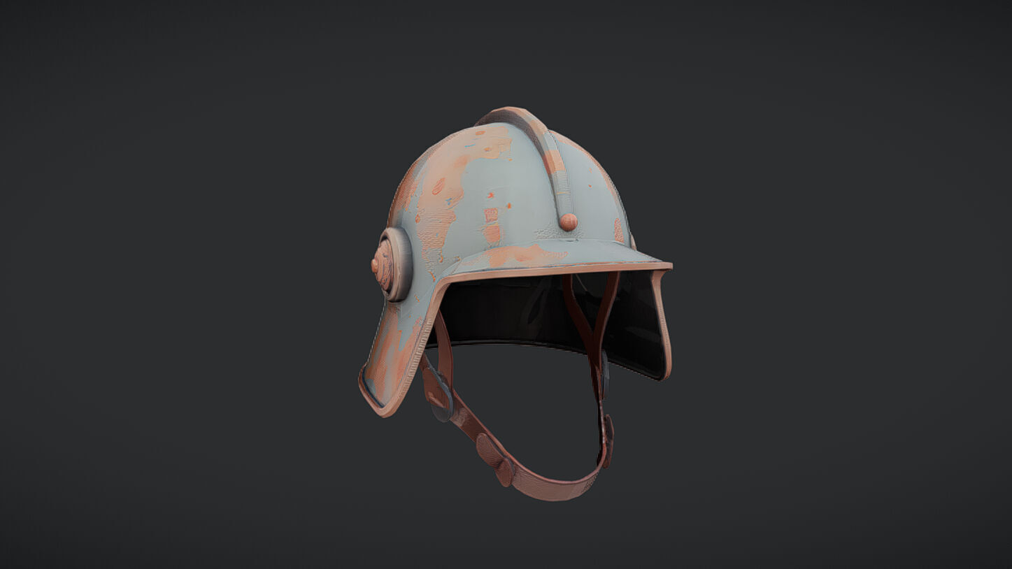 rusty vintage military helmet 3D model_30