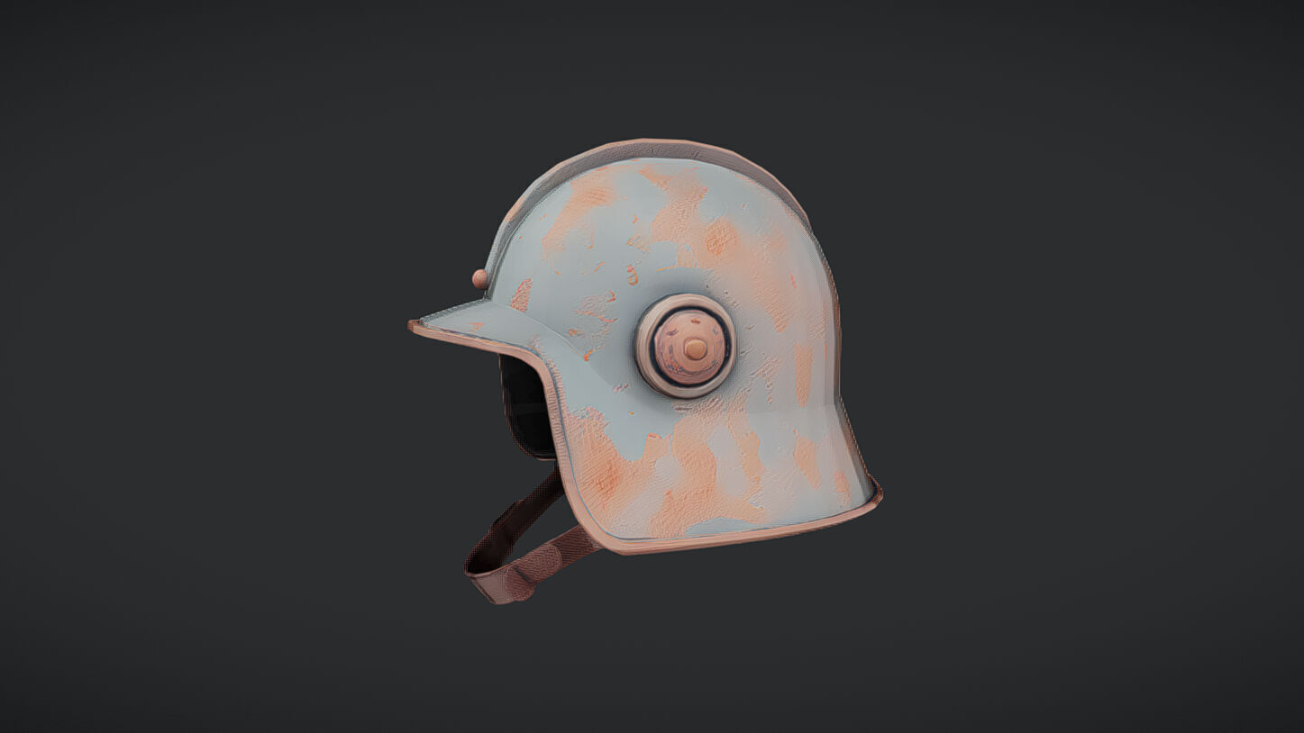 rusty vintage military helmet 3D model_24