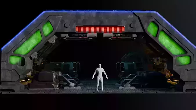 sci-fi modular interior space station