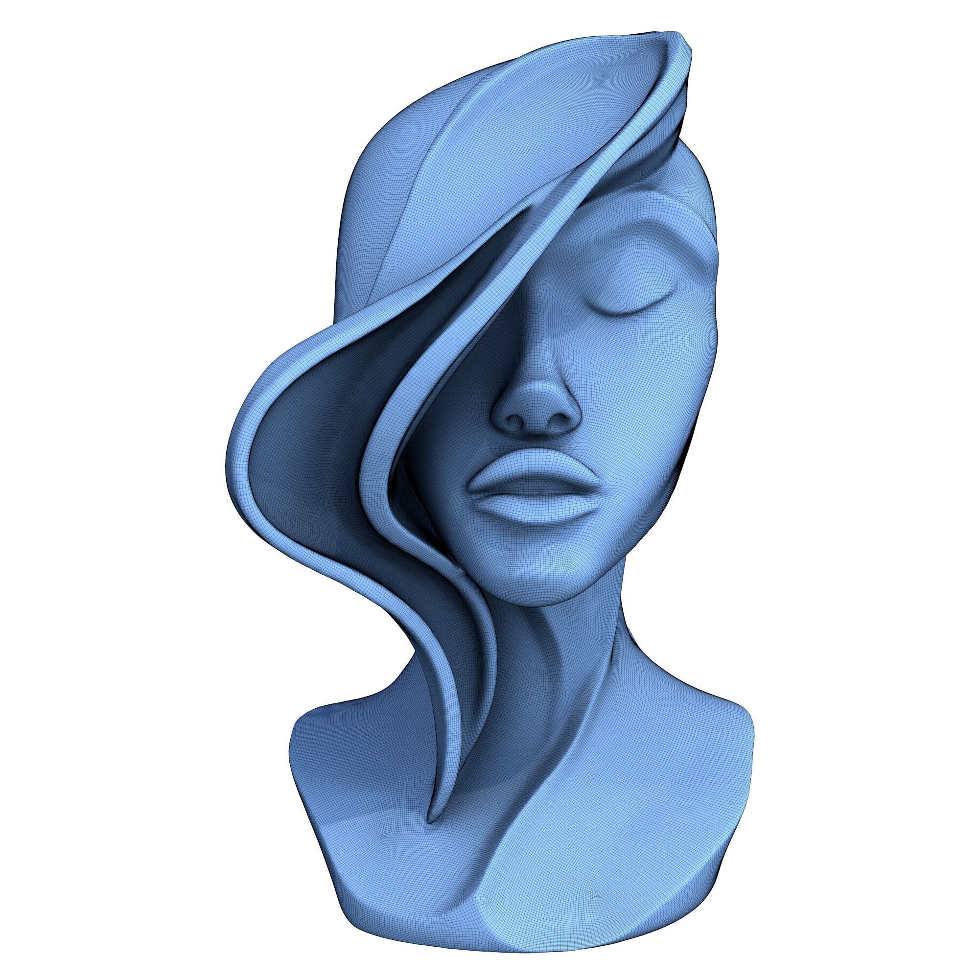 Abstract Woman Portrait Sculpture 3D print model_5