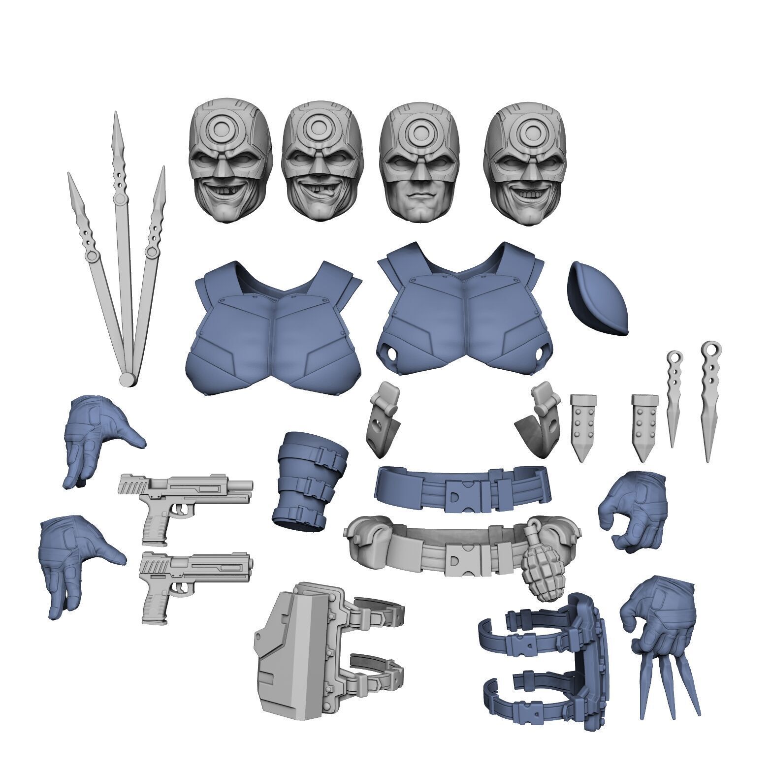 bullseyes head and armor 3D print model_4