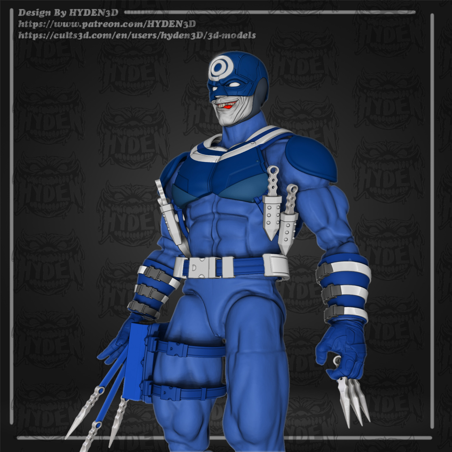 bullseyes head and armor 3D print model_3