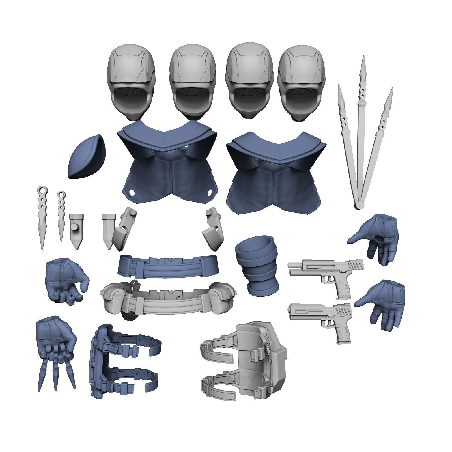 bullseyes head and armor 3D print model_5