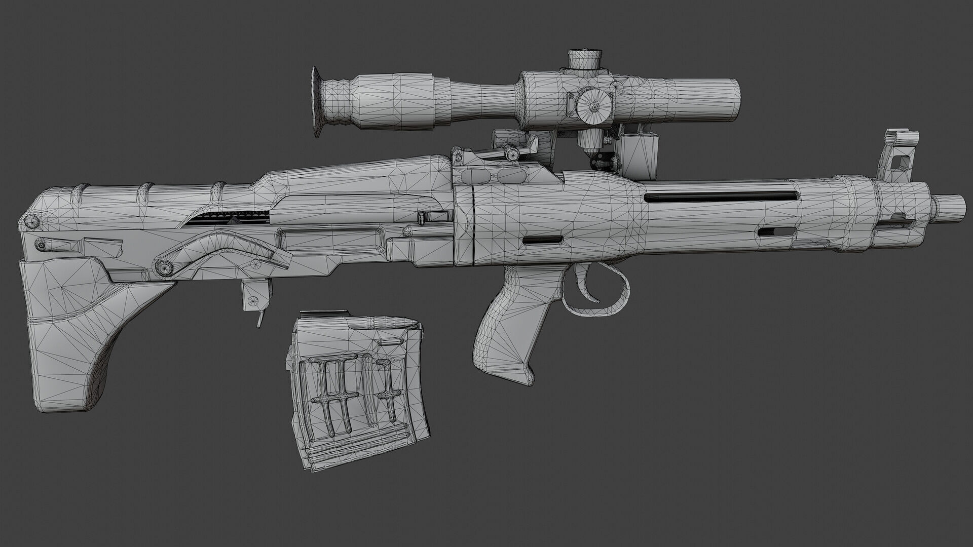 TKB 0145 Adov Prototype Rifle Low-poly 3D model_8