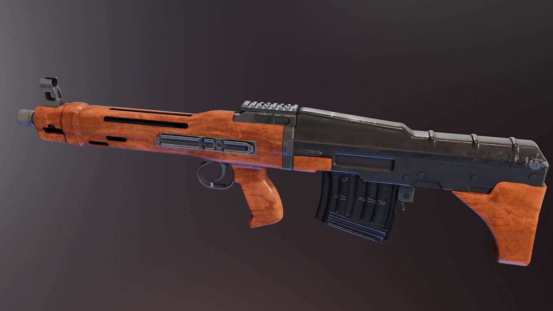 TKB 0145 Adov Prototype Rifle Low-poly 3D model_5