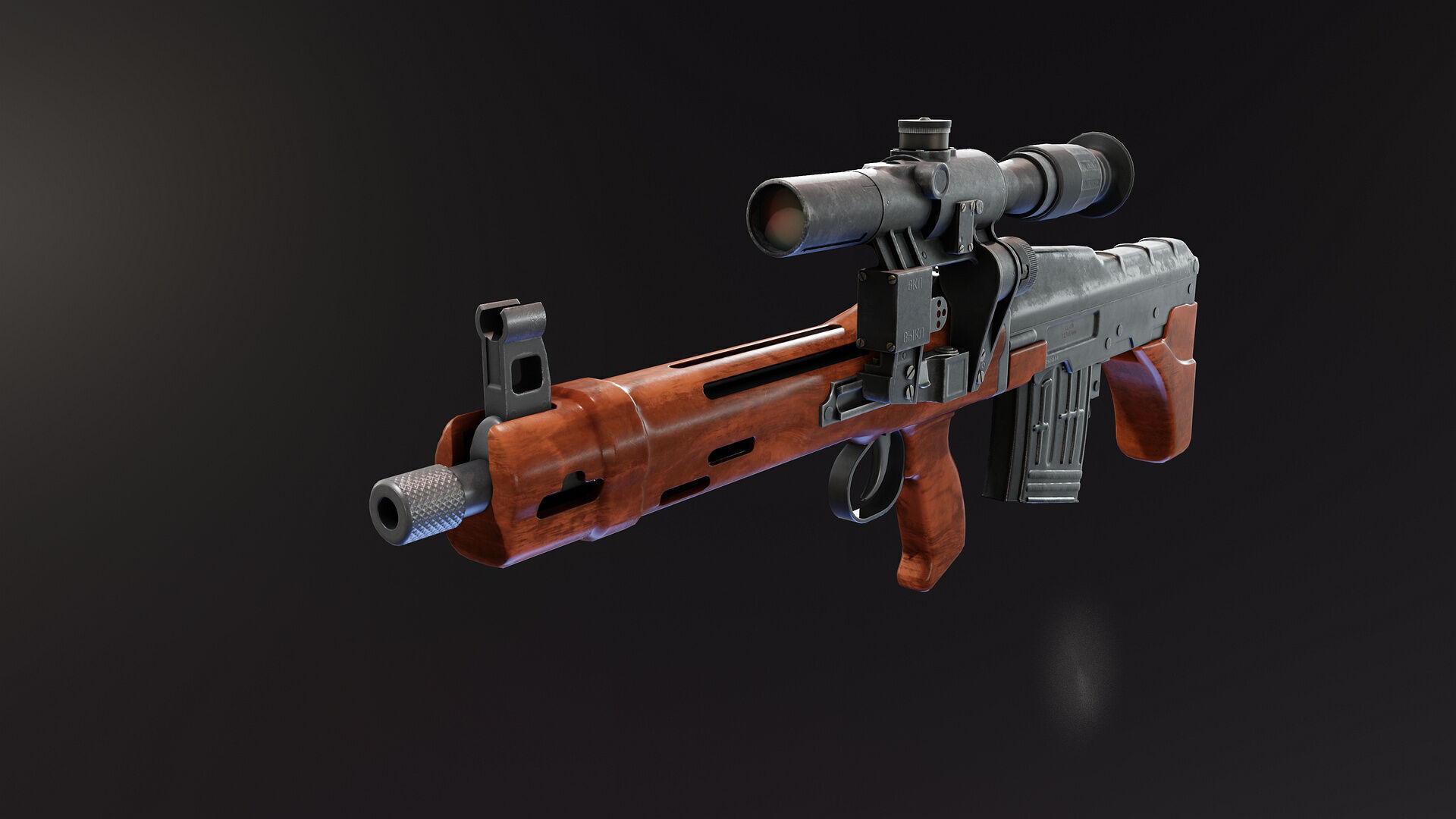 TKB 0145 Adov Prototype Rifle Low-poly 3D model_2