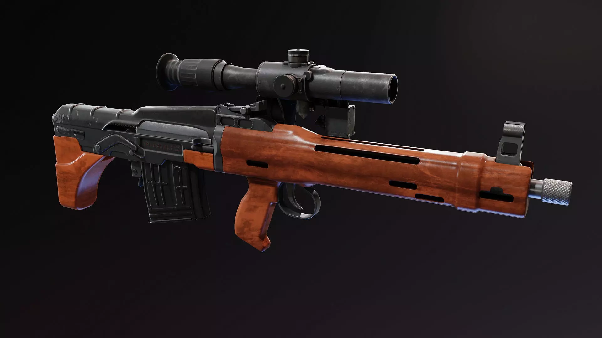 TKB 0145 Adov Prototype Rifle Low-poly 3D model_0