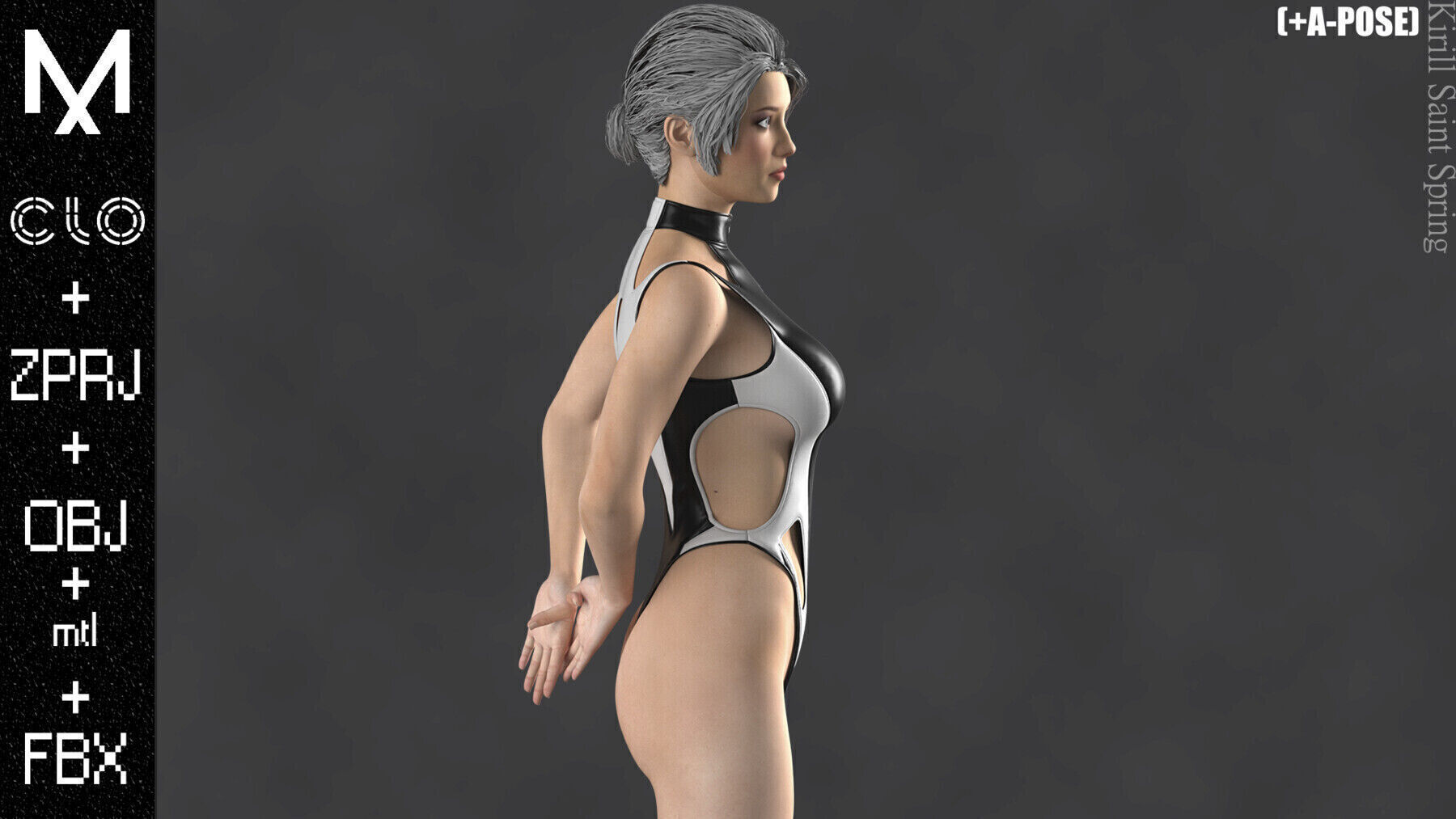 New Outfit Female  Marvelous designer Clo3d OBJ mtl FBX ZPRJ 3D model_7