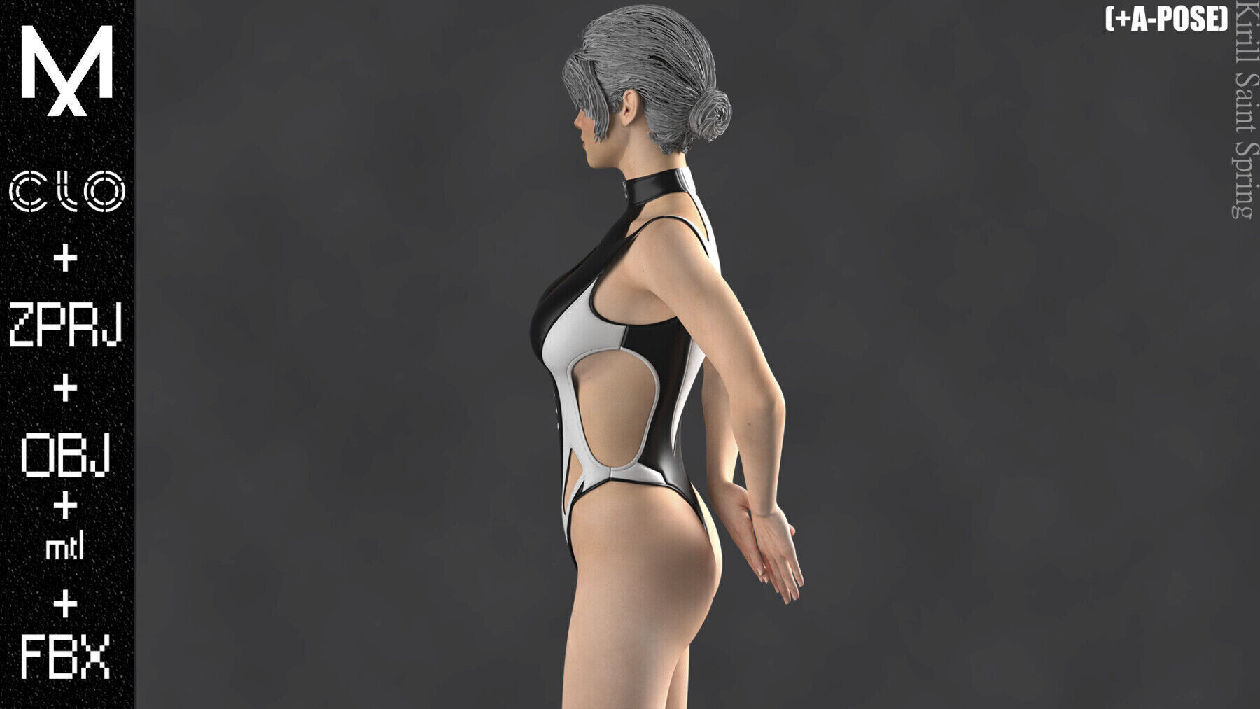 New Outfit Female  Marvelous designer Clo3d OBJ mtl FBX ZPRJ 3D model_5