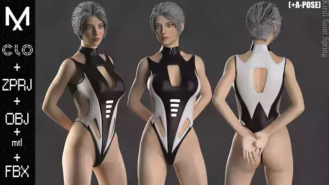 New Outfit Female  Marvelous designer Clo3d OBJ mtl FBX ZPRJ