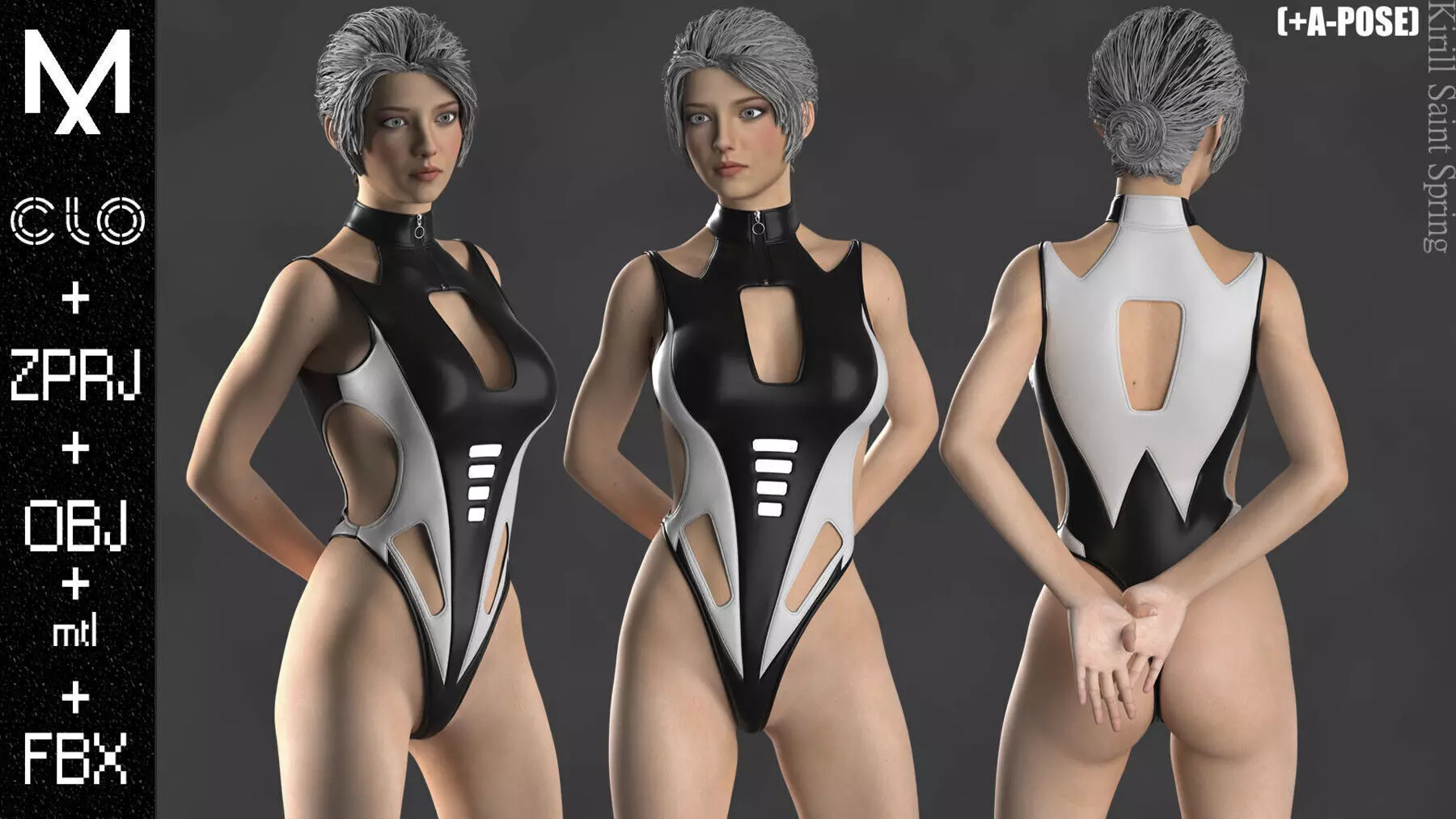 New Outfit Female  Marvelous designer Clo3d OBJ mtl FBX ZPRJ 3D model_0