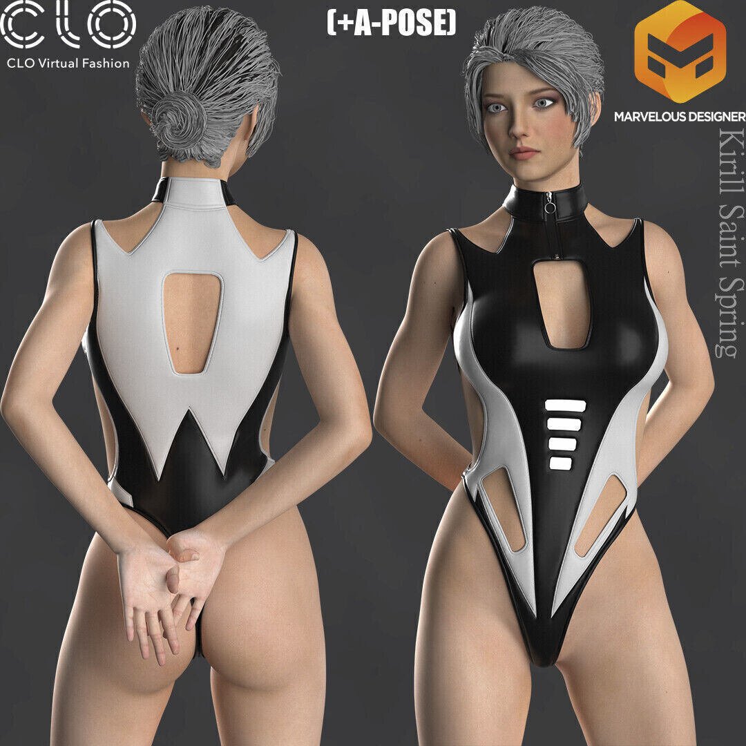 New Outfit Female  Marvelous designer Clo3d OBJ mtl FBX ZPRJ 3D model_8