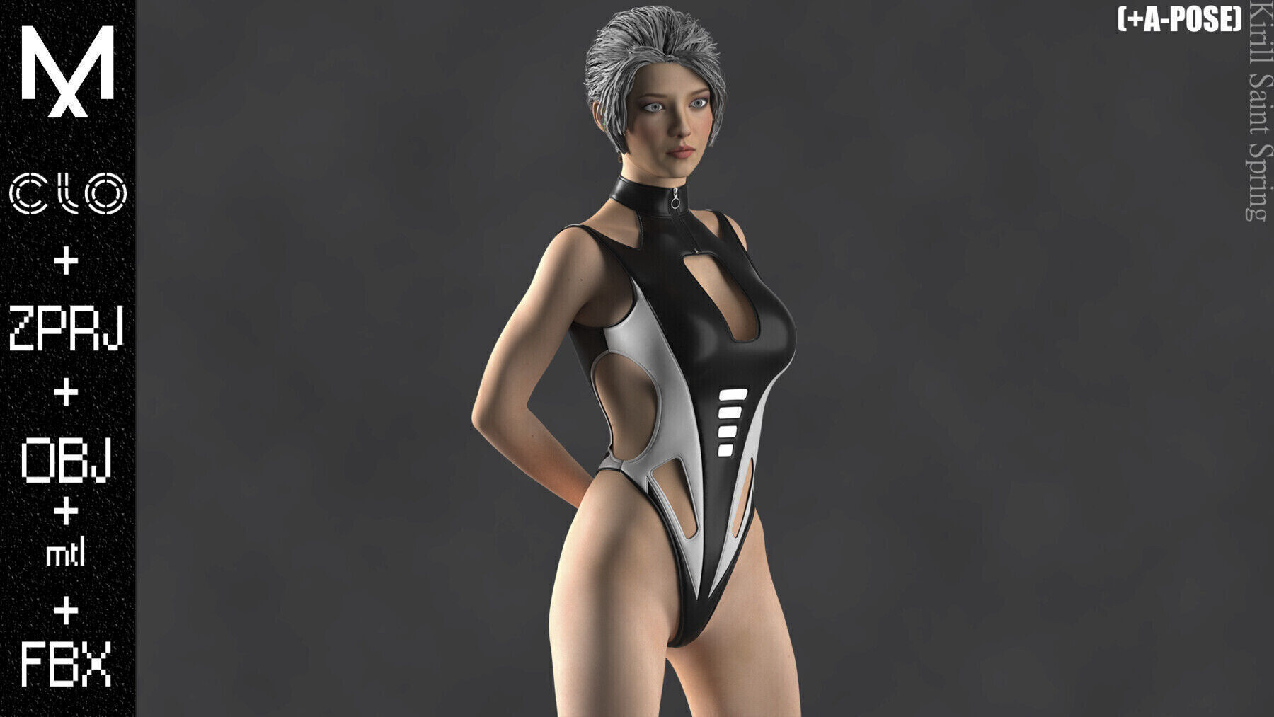 New Outfit Female  Marvelous designer Clo3d OBJ mtl FBX ZPRJ 3D model_2