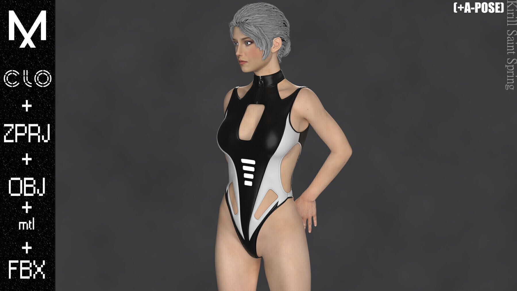 New Outfit Female  Marvelous designer Clo3d OBJ mtl FBX ZPRJ 3D model_4