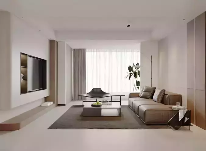3DS MAX Modern Style Interior 3D Models Living Room 3D Scene 1