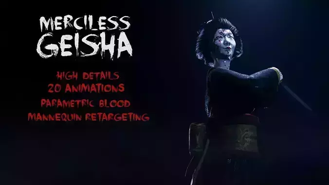 Merciless Geisha - Rigged and Animated Low-poly 3D model
