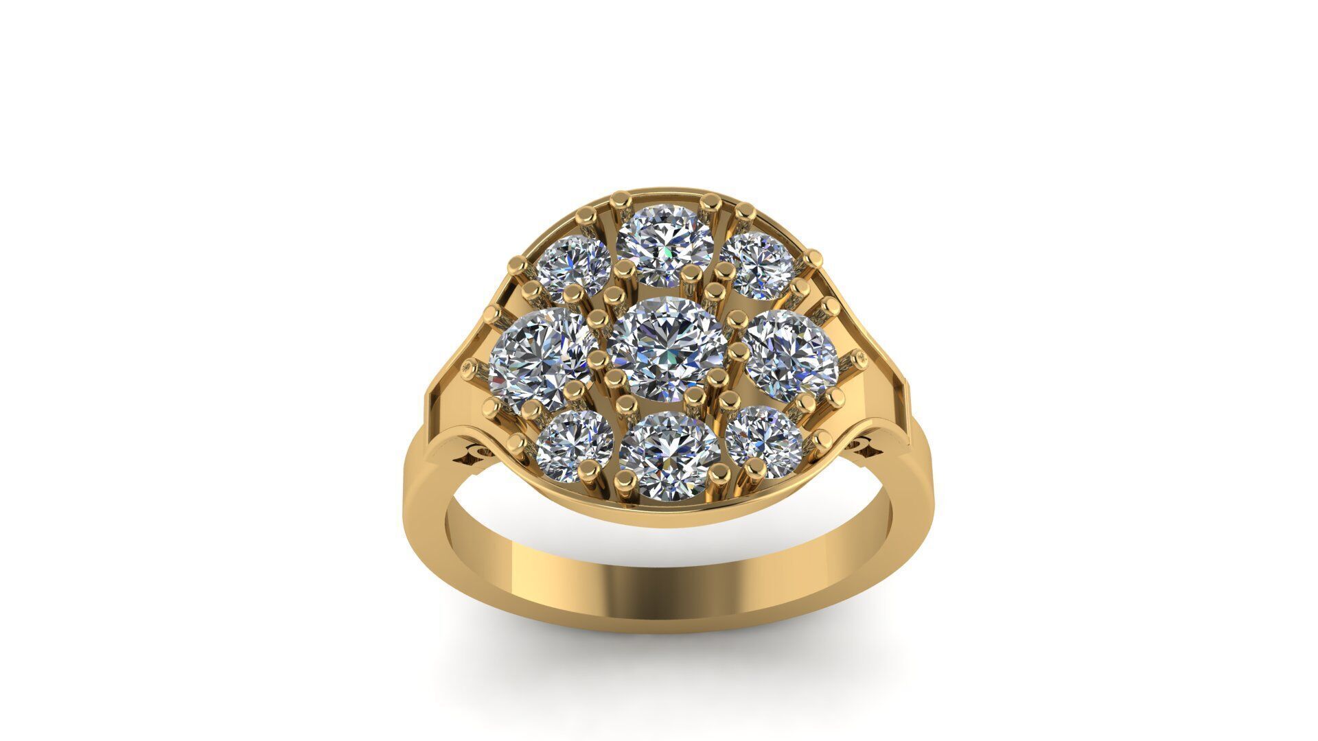 Oval Domed Ring 3D print model_2