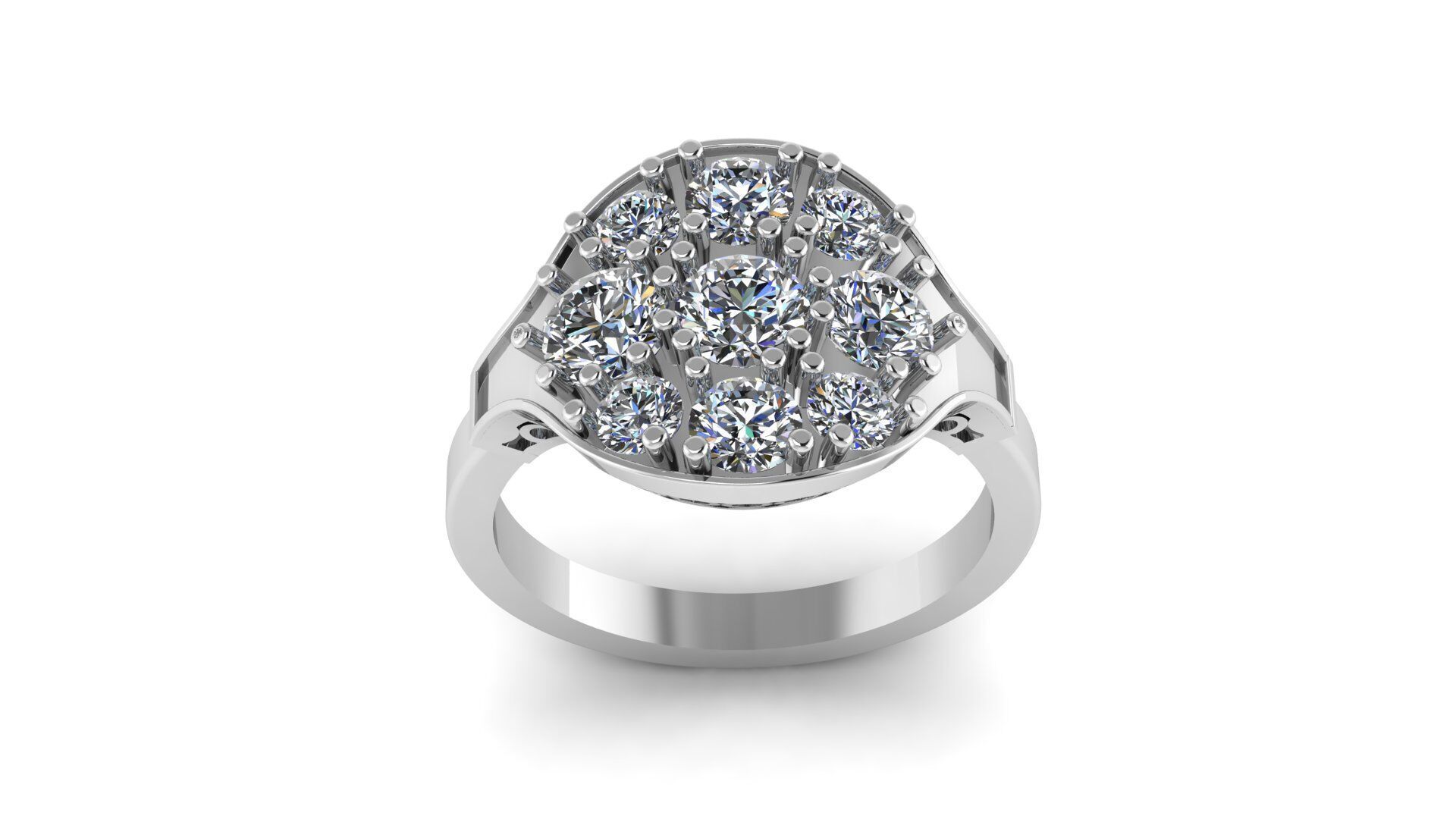 Oval Domed Ring 3D print model_3